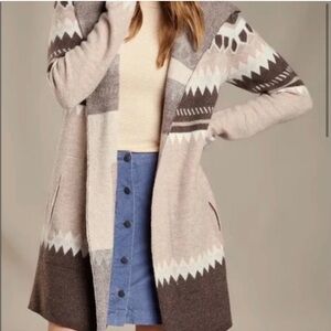 Toad&Co • Heartfelt Hoodie Duster Cardigan Merritt Brown Patterned